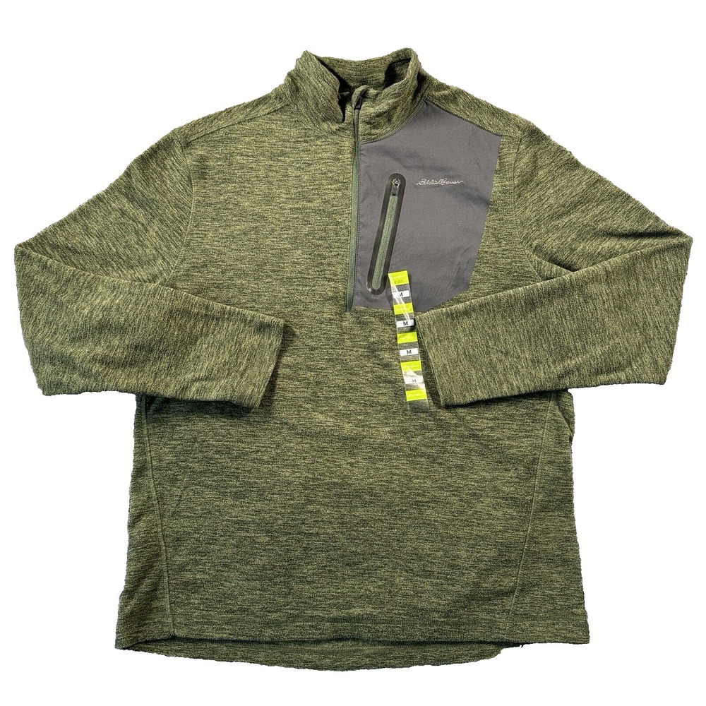 Eddie Bauer Jacket Mens Medium Green Cloud Layer Pro Quarter Zip Mock Collar